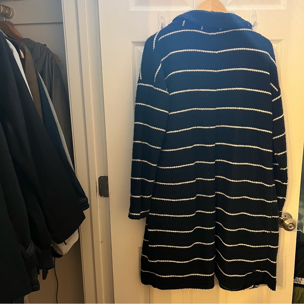 Marine Layer Birdseye Coat in Dark Navy/White Stripe - Picture 8 of 8